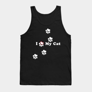 I LOVE MY CAT heart cat paw Tank Top